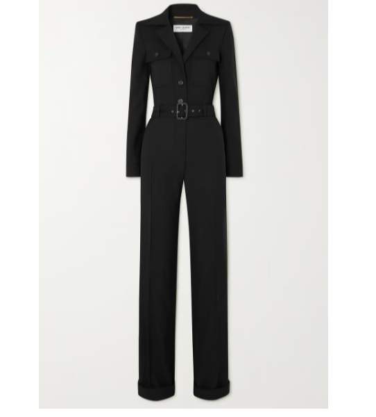 Net-A-Porter Saint Laurent Belted Wool Jumpsuit 