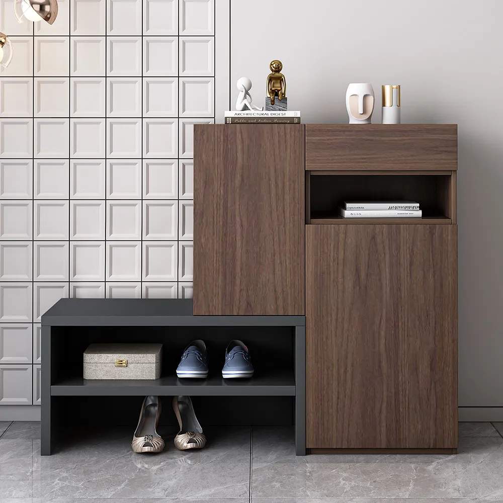 hernest Walnut Entryway Shoe Storage